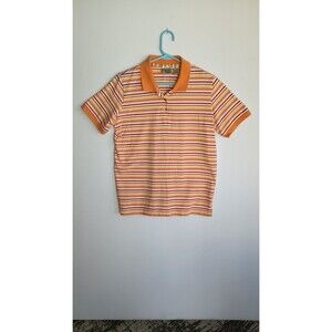 Baxter & Wells Women's Polo Short Sleeve Shirt S- Med Orange Yellow White Stripe